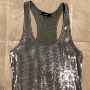 Silver Sequined Tank Top